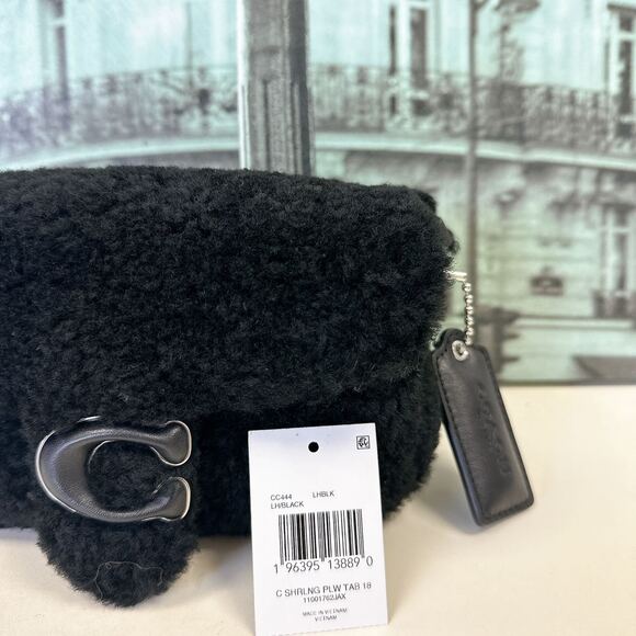 Coach CC444 Pillow Tabby Shoulder Bag 18 In Shearling IN BLACK - Picture 6 of 9